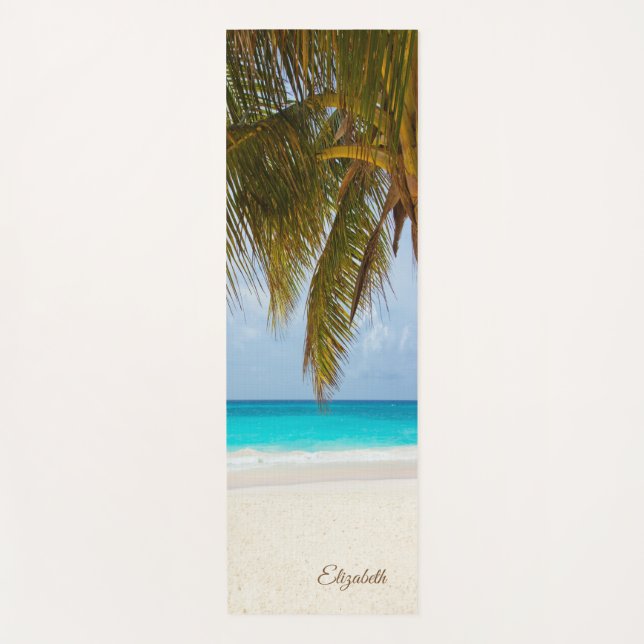 Tropical Beach,Palm-Personalized Yoga Mat (Front)