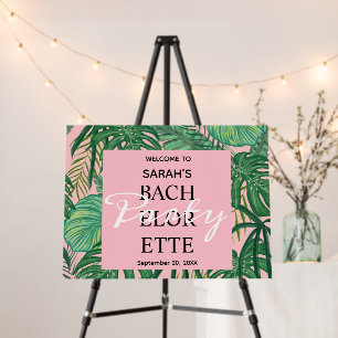 Tropical Beach Palm Pink Bachelorette Welcome Foam Board