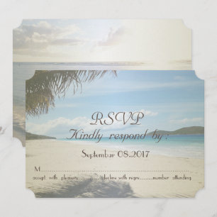 Tropical Beach,Palm RSVP Invitation