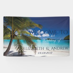 Tropical Beach,Palm,Sand Wedding Banner