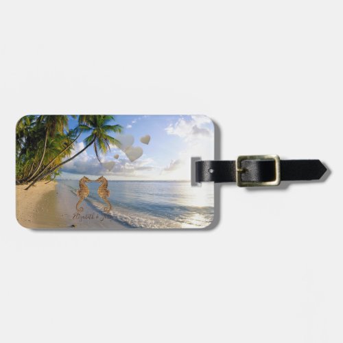 Tropical BeachPalmSeahorses_Personalized Luggage Tag