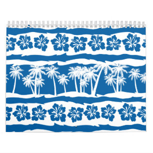 Tropical beach palm stripes calendar