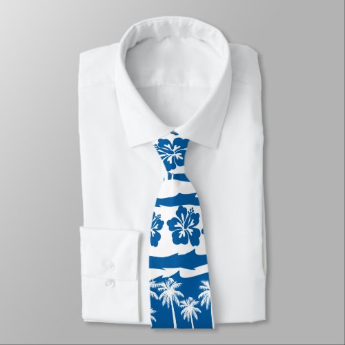 Tropical beach palm stripes neck tie