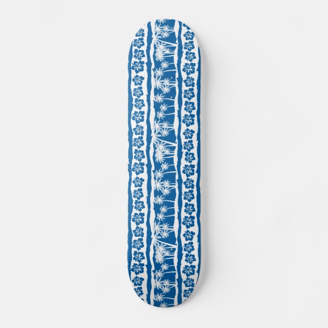 Tropical beach palm stripes skateboard (Front)