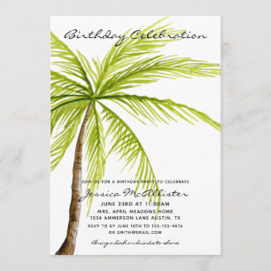 Tropical Beach Palm Tree Birthday Party Invitation