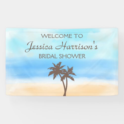 Tropical Beach Palm Tree Bridal Shower Banner