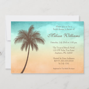 Tropical Beach Palm Tree Bridal Shower Invitation
