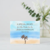Tropical Beach Palm Tree Bridal Shower Recipe Card (Standing Front)