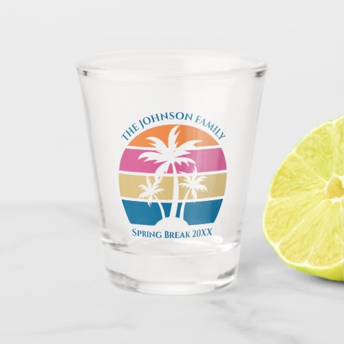 Tropical Beach Palm Tree Custom Spring Break Trip Shot Glass