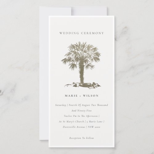 Tropical Beach Palm Tree Dark Gold Wedding Invite