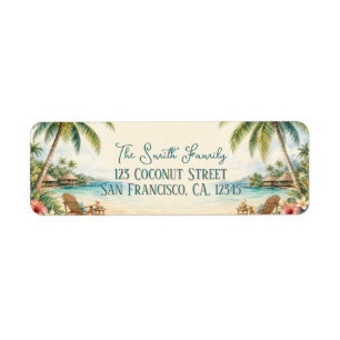 Tropical Beach Palm Tree Family Return Address Label