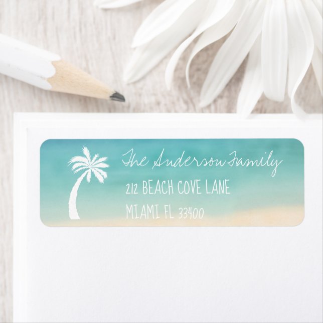 Tropical Beach Palm Tree Handwriting Typography Label (Insitu)