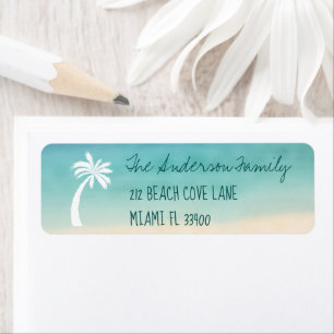 Tropical Beach Palm Tree Handwriting Typography Label