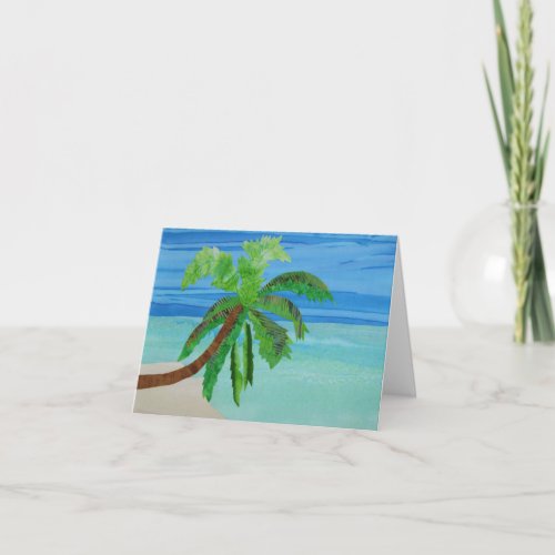 Tropical Beach Palm Tree My Happy Place to Relax Note Card