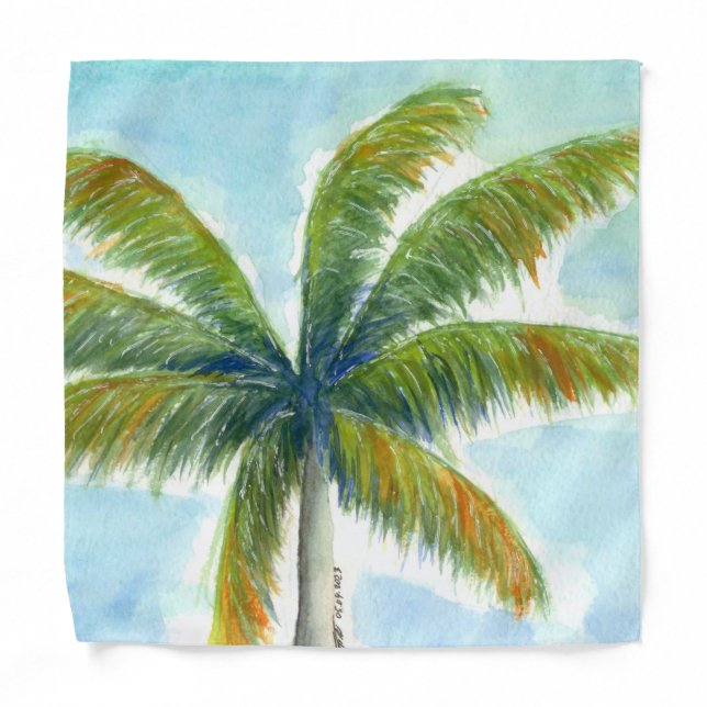 Tropical Beach palm tree on a sunny day Bandana (Front)