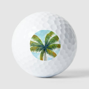 Tropical Beach palm tree on a sunny day Golf Balls