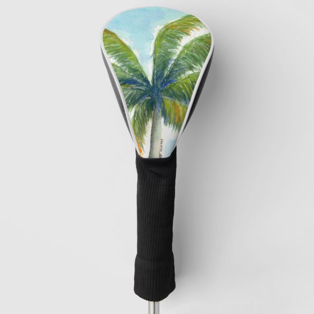 Tropical Beach palm tree on a sunny day Golf Head Cover (Front)