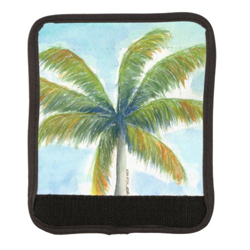 Tropical Beach palm tree on a sunny day Luggage Handle Wrap