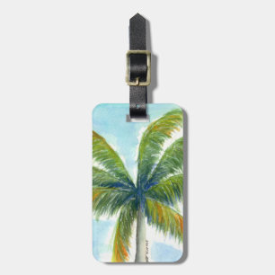 Tropical Beach palm tree on a sunny day Luggage Tag