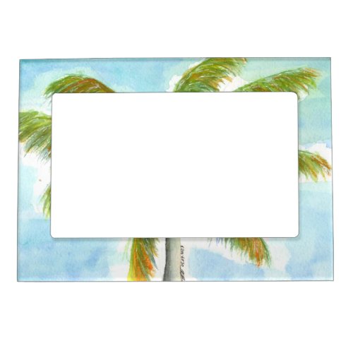 Tropical Beach palm tree on a sunny day Magnetic Frame