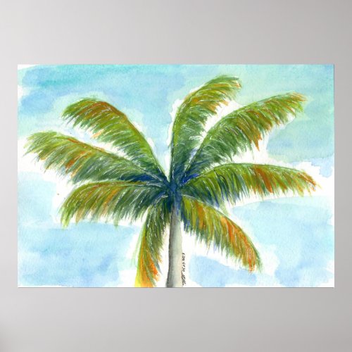 Tropical Beach palm tree on a sunny day Poster