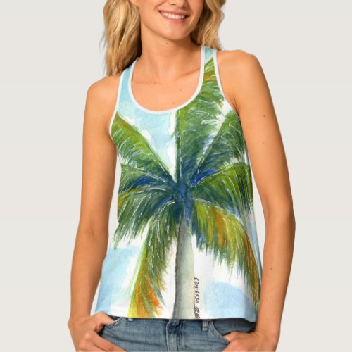 Tropical Beach palm tree on a sunny day Tank Top
