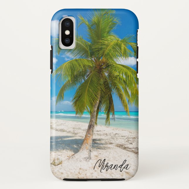 Tropical Beach Palm Tree Personalized Case-Mate iPhone Case (Back)