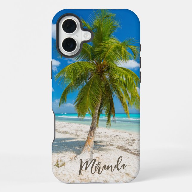Tropical Beach Palm Tree Personalized Iphone Case (Back)