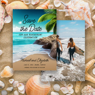 Tropical Beach Palm Tree Photo Wedding Save The Date