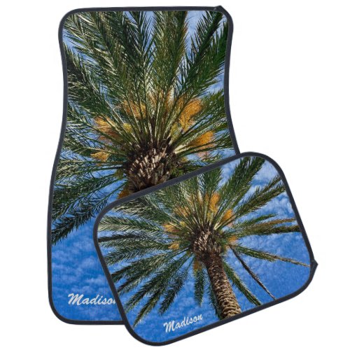 Tropical Beach Palm Tree Photograph Monogram Car Floor Mat