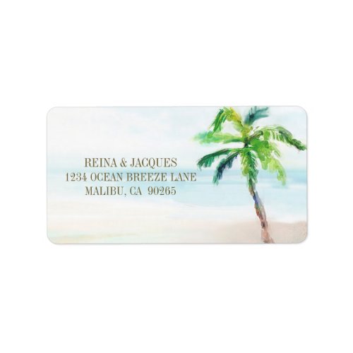 Tropical Beach Palm Tree Return Address Label