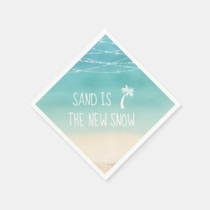 Tropical Beach Palm Tree Sand is the New Snow Napkins