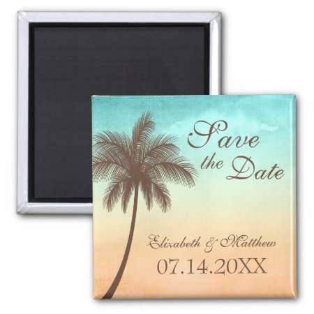 Tropical Beach Palm Tree Save The Date Magnet