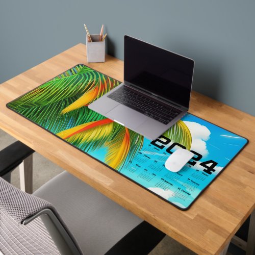 Tropical Beach Palm Tree Scene Desk Mat