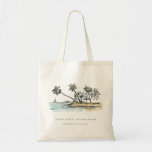 Tropical Beach Palm Tree Sketch Watercolor Wedding Tote Bag<br><div class="desc">Tropical Coastal Palm Trees Sketch Watercolor Theme Collection.- it's an elegant script Sketchy watercolor Illustration of coastal paradise, beach palm trees, cottage- lively green in color, with the backdrop of dusky blue mountain range. Perfect for your Coastal Hawaiian & Mexican destination wedding & parties. It’s very easy to customize, with...</div>