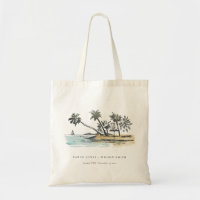 Tropical Beach Palm Tree Sketch Watercolor Wedding