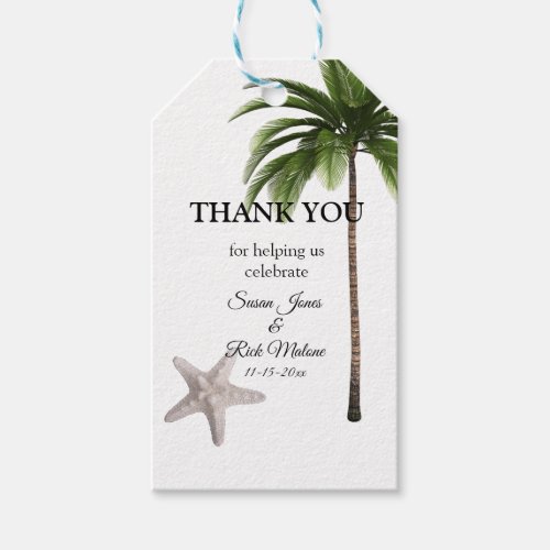 Tropical Beach Palm Tree Starfish Wedding Favor Gift Tags