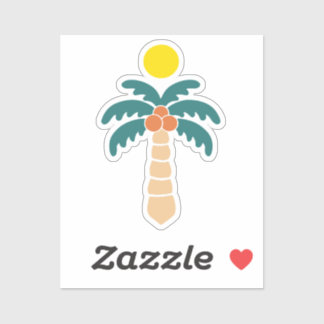 Tropical beach palm tree sticker with coconuts