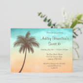 Tropical Beach Palm Tree Sweet 16 Invitation (Standing Front)