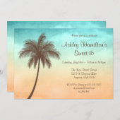 Tropical Beach Palm Tree Sweet 16 Invitation (Front/Back)
