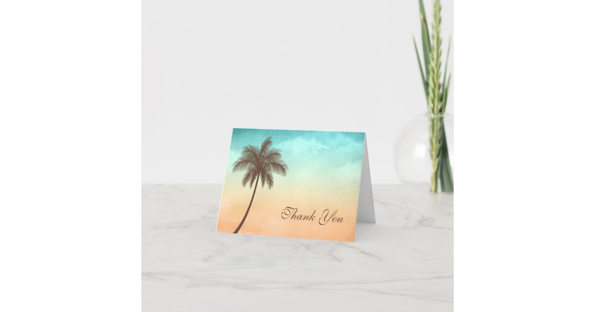 Tropical Beach Palm Tree Thank You Card | Zazzle