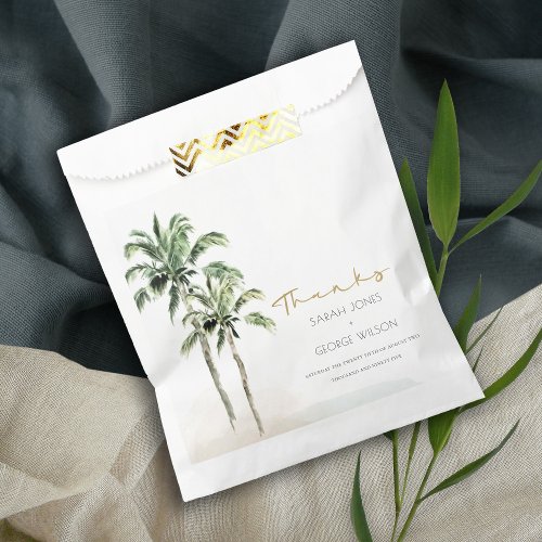 Tropical Beach Palm Tree Watercolor Wedding Thanks Favor Bag