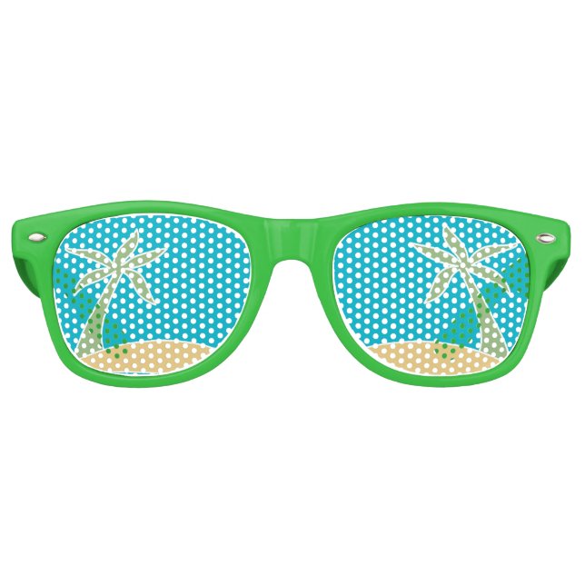 Tropical Beach Palm Tree Wedding Favor Sunglasses (Front)