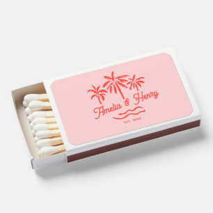 Tropical Beach Palm Tree wedding Matchboxes