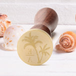 Tropical Beach Palm Tree Wedding Monogram Wax Seal Stamp<br><div class="desc">This tropical beach wedding monogram wax stamp features two palm trees with the monogram initials of the bride and groom.</div>