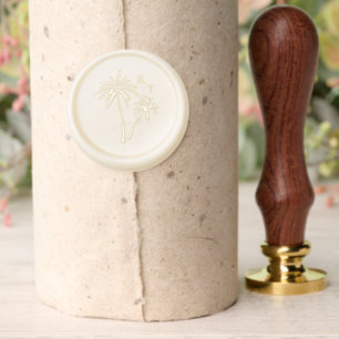 Tropical Beach Palm Tree Wedding Monogram Wax Seal Stamp