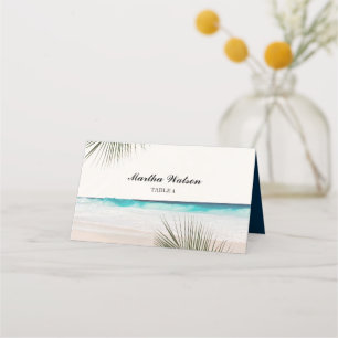 Tropical Beach Palm Tree Wedding Name Place Card