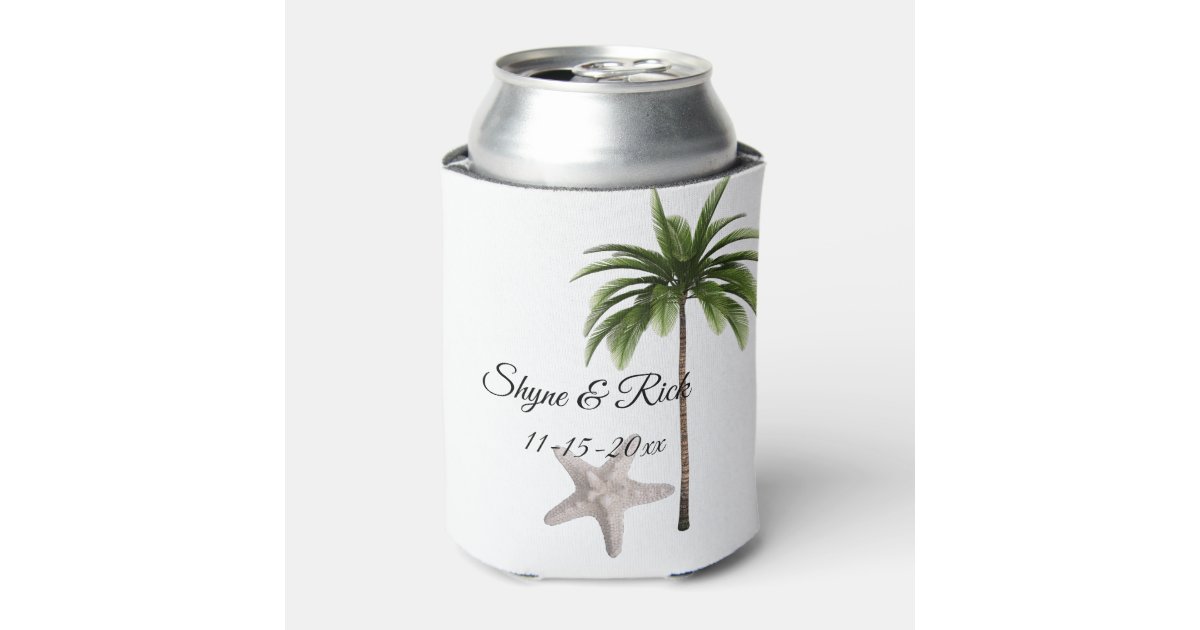 Wedding Can Coolers, Slim | Tropical Palm