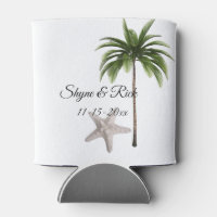 Wedding Can Coolers, Slim | Tropical Palm