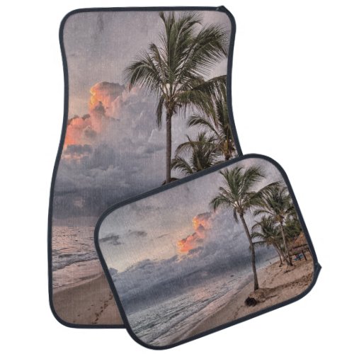 Tropical Beach Palm Trees at Daybreak Sunrise Car Mat
